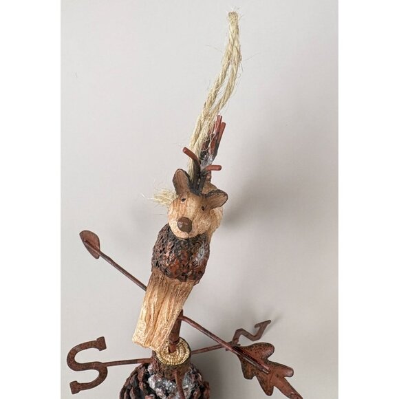 Vintage Reindeer Weathervane Christmas Tree Ornament Pinecone Base Rustic Farm - Picture 4 of 7